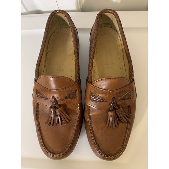 Allen Edmonds Men’s Sz 9D Maxfield Brown Leather Tassel Loafers Shoes‎ - Picture 3 of 9